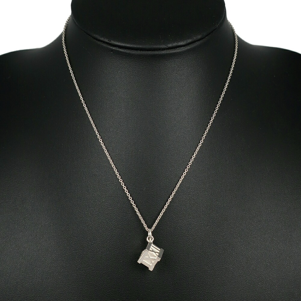 Tiffany Co Atlas Cube Necklace Sterling Silver